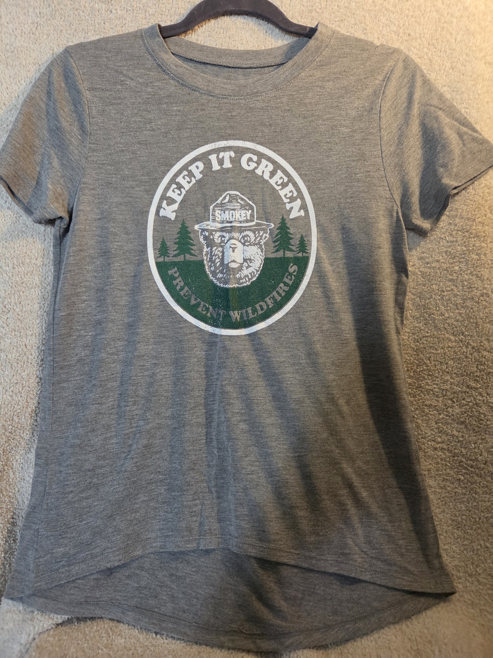 Keep It Green Smokey Bear Graphic Kids T‑Shirt - Gray & Green